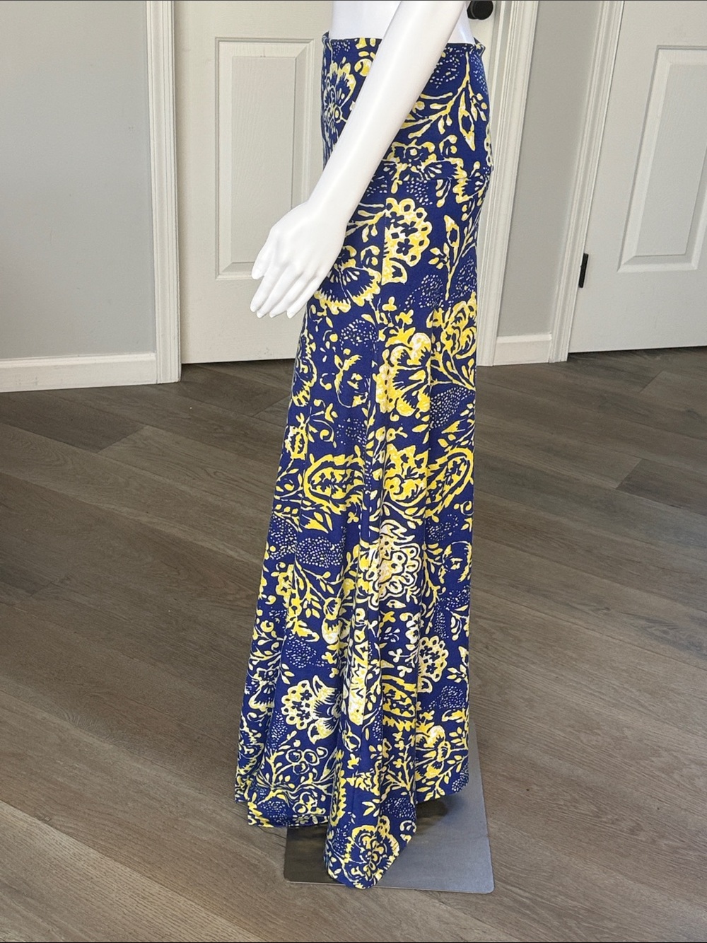 LuLaRoe Cobalt Blue & Lemon Yellow Floral Maxi Skirt/ Strapless Midi Dress-XS - Picture 3 of 7
